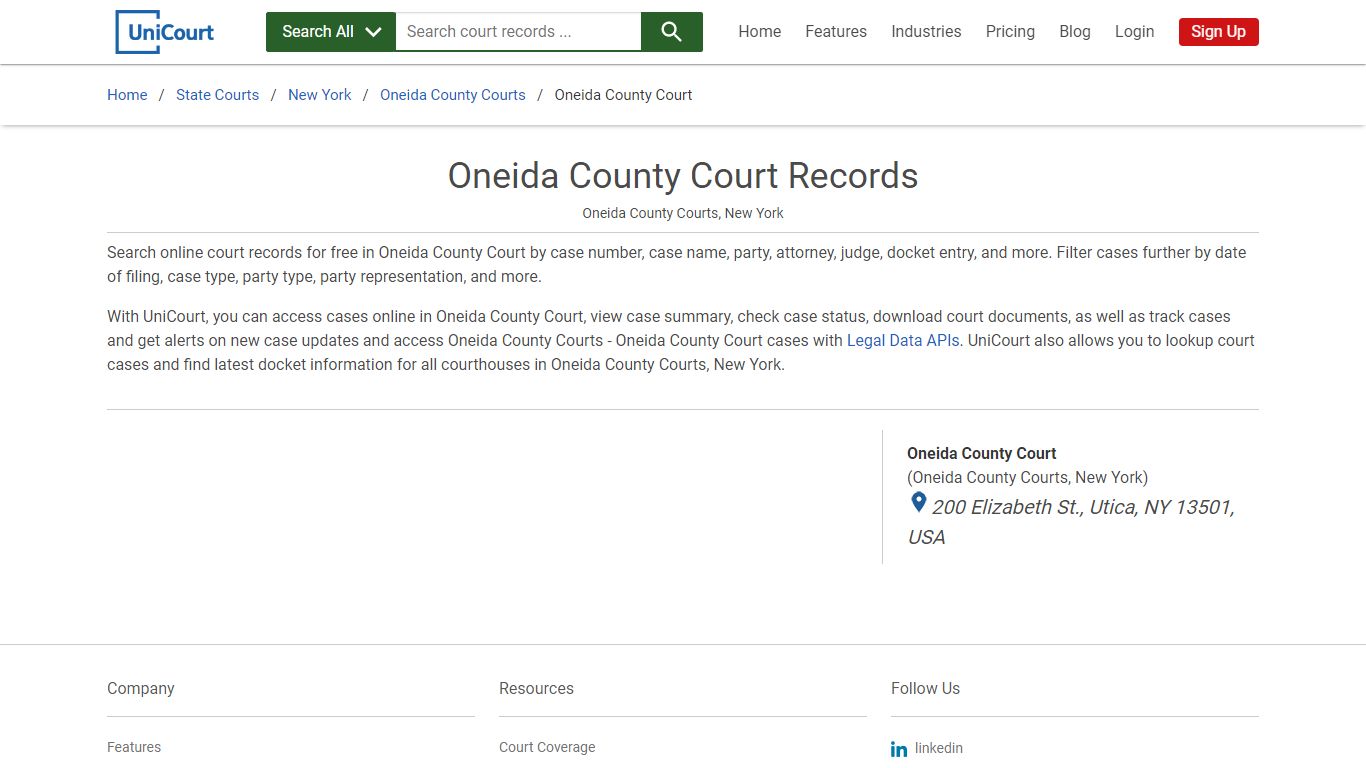 Oneida County Court Records | Oneida | UniCourt